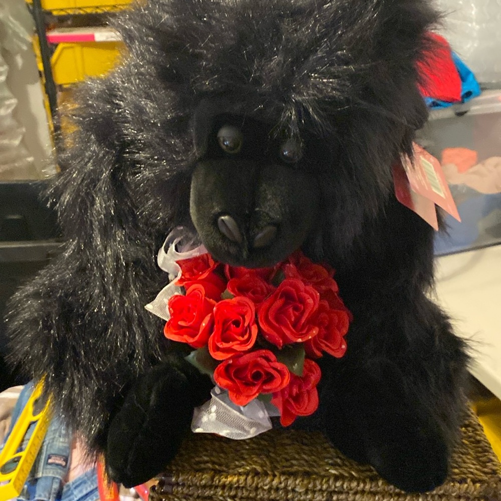 Black gorilla with roses